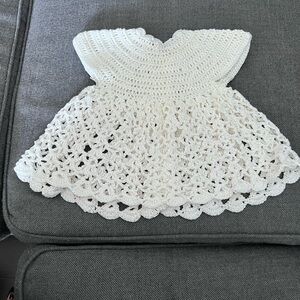 Handmade Crochet White Baby Dress